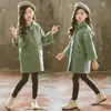 Coat 5 15y Kid Coats Winter Warm Girls Blends Jackets Turn down Collar Floral 2 Colors Children Outerwear Top Clothes H51 221122