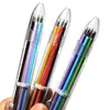 2 pièces stylos en plastique avec des modèles multicolores 6 en 1 stylo à bille multicolore Push Type papeterie école outils de bureau