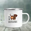 머그잔 나는 ​​좋아하는 Dachshunds 인쇄 에나멜 머그 크리에이티브 유리 커피 음료 디저트 밀크 컵 빈티지 가열 핸들 드라마웨어 선물 221122