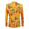 Men's Suits Blazers Fashion Yellow Casual BoutiqueChinese StyleCrane Print Suit Jacket Man Coat Wedding Dress Top 221122