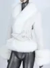 Womens Fur Faux CXFS Real Coat Winter Jacket Women Natural Collar Cinture Spessore caldo Luxury Plaid Capispalla Streetwear Fashion 221122
