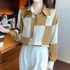 Women's Blouses 2022 Autumn High Class Geometric Pattern Long Sleeve Shirt Women Tops Office Lady OL Elegant Blouse Blusa