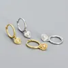 Stud Earrings Korean Version Sweet Peach Heart Ear Clasps S925 Silver Ins Geometric Shaped Temperament Versatile