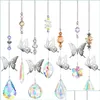 Garden Decorations Garden Decorations Suncatcher Butterfly Crystal Rainbow Maker Light Car Pendant Window Hanging Sun Catcher Decora Dhqut