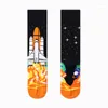 Calzini maschili aeronautica unisex dipinto di pittura astronauta uomo cotone harajuku colorato donne full women space streetwear chaussettes