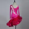 Stage Wear Lady Performance Dress Women Latin Dance Clothes Girls Dresses Dancer Clothing Red Lq010