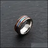 Band Rings 8Mm Mens Wedding Bands Inlay Hawaiian Koa Wood Rings And Abalone Shell Titanium Steel Ring Finger For Women Men Fashion J Dhtwe