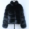 女性の毛皮のフェイクhjqjljls冬の女性濃い温かい長袖コート贅沢な女性スタンドコラーショートフェイクジャケット221122