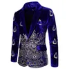 Mens Suits Blazers Luxury Blazer Costume Stage Jacket Male Velvet Gold Thread Embroidered Dress for Men 221123