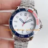 Men Limited Watches Męski szafir 41 mm szafirowy nurka 007 White Dial 300M mechaniczna bransoletka ze stali nierdzewnej OM Factory