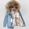 Pelliccia da donna Faux Maomaokong giacca di jeans Parka Inverno Donna Parka Cappotto con collo reale Cappuccio di procione naturale Fodera di coniglio Lusso 221123