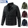 Men's Jackets Fashion Winter Warm Motor Windbreaker Grid Jacket Coat Autumn Casual Outwear Slim Thick Parkas 221122