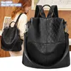 Wholesale factory ladies shoulder bags 4 colors multifunctional soft leather backpack simple Joker solid color anti-theft women handbag classic embossed plaid bag