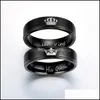 Bandringe Ihr König Seine Königin Band Ring Brief Edelstahl Krone Ringe Paar L Frauen Herren Modeschmuck Drop Lieferung Dhant