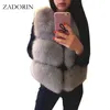 Women's Fur Faux ZADORIN 3XL Autumn Winter Thick Warm Vest Women High Quality Fashion VNeck Short Coat Female Waistcoat 221122