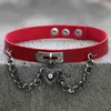 Choker läder krage för kvinnor goth punk kedja silver färg hjärta hänge hajuku sexig vegan bondage festival smycken smycken