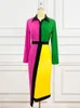 Party Dresses Long Sleeve V Neck Button Down Shirt Casual Elegant Color Block Pencil Dress Fall Trendy Office Club Streetwear 221123