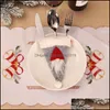 Weihnachtsdekorationen Cartoon Elf Weihnachtsgeschirr ER Red Gabel Messerkoffer Baum hängt Festliche Party Home Decor Drop Delivery Garde Dhwrf