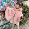 Mantel Mädchen Kaschmir Oberbekleidung Graben Kinder Winter Schal Mantel Baby Kleinkind Mädchen Mäntel Rosa Samt Jacke Dicke Kind Kleidung 221122