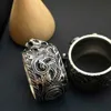 2023 Designer New Jewelry Silver Antique Green Turquoise double tiger head twelve zodiac dominee personality ring