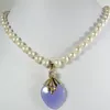 Bijoux de mode d'eau douce 8 à 9 mm perle violet jades pendentif collier