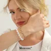 Bedelarmbanden gouden kleur roestvrijstalen armband voor vrouwen dubbele lagen mode link ketting bangle pulseras femme sieraden maan meisje