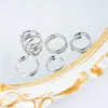 Bagues de cluster 5pcs / set mode punk minimaliste bague ensemble pour femmes bohême vintage métal jointure doigt bijoux