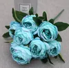 10 Tête Bourgogne Roses Bouquet Fleurs Artificielles Western Rose Décoration De Mariage 11 Couleur Pivoine Faux Fleur Simulation Fleur