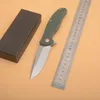 Hot G1126 Flipper Couteau pliant D2 Satin Drop Point Blade Green G10 avec poignée en acier inoxydable Roulement à billes Ouverture rapide EDC Couteaux de dossier de poche