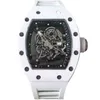 Watch Richa Luxury Barrel Type Mens Milles Mechanical Carbon Fiber Automatic White Ceramic Personality Large Dial Swiss Movement High Quality