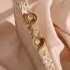 Hoop Earrings 2022 Stainless Steel PVD Plating Half Metal Pearls Small Size Gold For Women Pearl Earring