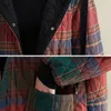 Women's Down Parkas Johnature Women Vintage Winter Plaid Button Coats Hooded Pockets Warm Female Clothes Korean Style 221123