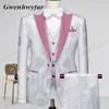 Abiti da uomo Blazer Gwenhwyfar Smoking da sposa di alta qualità Mist Pink Bavero Blazer Pantaloni Gilet in materiale modello bianco 221123