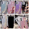 With Wrist Chian Strap Pearl Bracelet Phone Cases For Iphone 15 14 Plus 13 Pro MAx 12 11 X XR 8 7 6 Soft TPU Bling Glitter Diamond Sequins Foil Clear Sparkle Shiny Back Cover