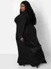 Plus Size Dresses 5XL 4XL For Women V Neck Single Breasted Robes Autumn Fashion Solid Ribbed Casual Big Maxi Dress