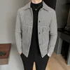 Män blandar NWE Slim Fit Woolen Plaid Bomber Winter Jacket Japanese Streetwear S For Brand Coat S 3XL 221123