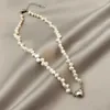 Choker GSOLD Irregular Natural Freshwater Pearl Necklace Baroque Silver Color Heart Charm Statement Girly Jewelry Accessories