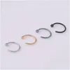 Nose Rings Studs 6/8/10Mm Punk Stainless Steel Fake Nose Ring C Clip Lip Earring Helix Rook Tragus Faux Septum Body Piercing Jewel Dhuli
