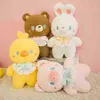 26cm karikatür sevimli domuz ve oyuncak ayı tavşan cken peluş bebek güzel tamamen dolu yumuşak hayvan peluş oyuncak bebek kawaii yastık j220729