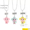 Child cute Best friends forever Necklace Monkey Donuts Princess dog food Ice cream Resin Pendant Bead chain For Children