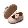 Första Walkers Kidsun Baby Casual Shoes Spädbarn Toddler Bowknot Nonslip Gummi SoftSole Flat Pu Walker Born Bow Decor Mary Janes 221124