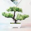 Dekorativa blommor konstgjorda växter bonsai för hem tall blomma skrivbord ornament kreativa sfäriska växt tillbehör sovrum dekor falsk