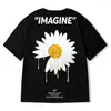 남자 T 셔츠 2022 Harajuku Daisy Flower Print Tshirts Mens 여름 캐주얼 스트리트웨어 대형 8xl Tops Tees 남자 힙합 패션 남성