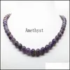 Beaded halsband Vit 8mm naturlig turkos lava Amethyst Tiger Eye Pärled Choker Halsband för kvinnor män smycken kroppskedja dhgarden dhiul