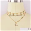 H￤nge halsband kristallstj￤rna m￥nhalsband guld choker mtilayer h￤nge sommar mode smycken f￶r kvinnor 380169 droppleverans hals dhiljjj