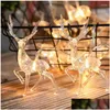 Kerstdecoraties Kerstdecoraties Led Sika Deer Licht String Kerstmeer Merry Decor voor Home Happy Jaar 2022 Elkshaped Deco Dhjro