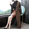 Женский смешанный плащ с леопардовым принтом и длинным рукавом, женский весенне-осенний модный элегантный женский повседневный ветровка Lu2005 221124