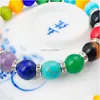 Beaded 7 Chakra Bracelet Cat Eye Round Bead Stone 8Mm Crystal Healing Aura Ladies Jewelry Drop Delivery Bracelets Dhu6B