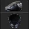 Berets 2022 Faux Leather Gatsby Cap Men Solid Black Herringbone Beret Hats Средние возрасты Sboy Hat Pu Sisor Плоские шапки