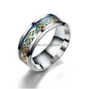 Band Rings Punk Dragon Pattern Band Rings for Men Inlay Comfort Fit rostfritt st￥l vigselring brett 8mm droppleverans smycken dhmyv